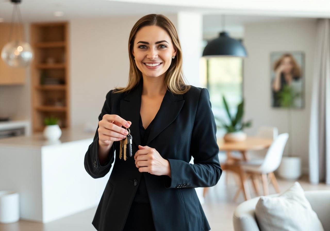 Realtor handing over keys